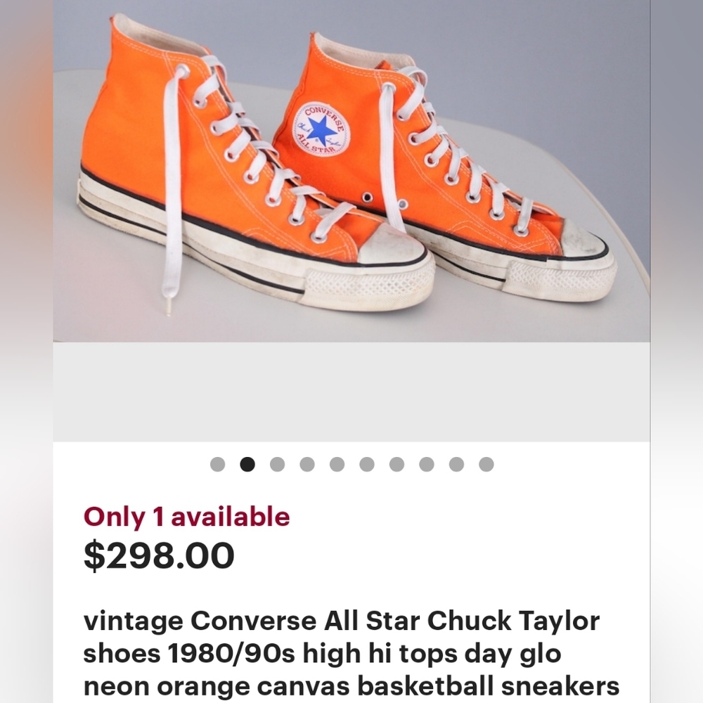 Converse High Top Neon Orange Shoes - Picture 3 of 7